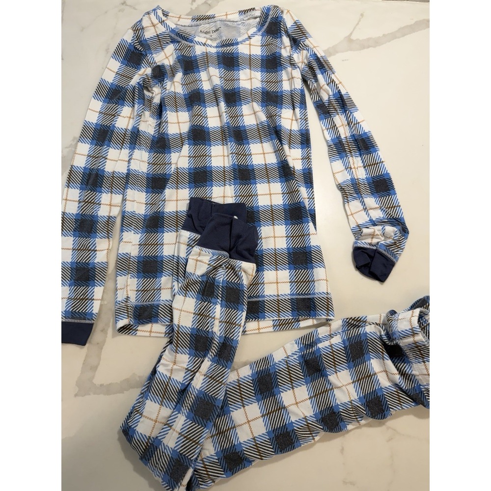 Angel Dear Bamboo Pajama Set Blue Plaid Sz 6 Soft Present Holiday